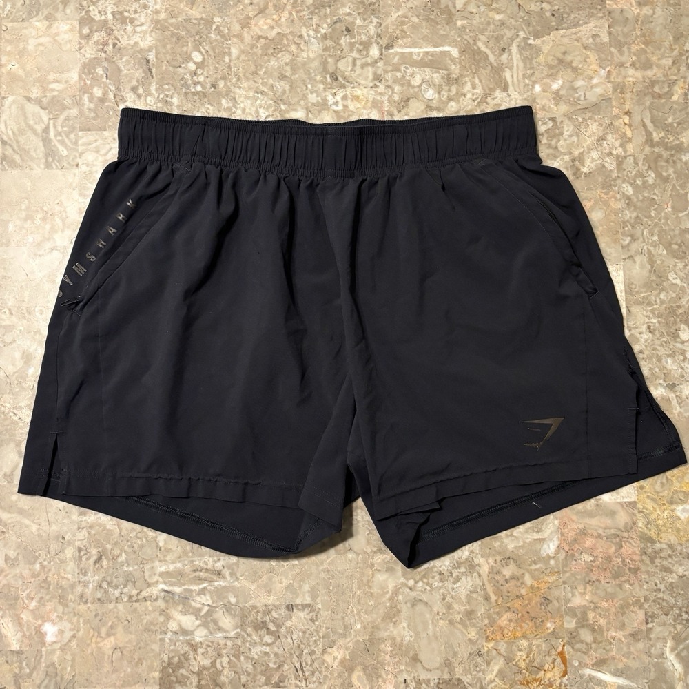 Gymshark Shorts Mens XL Black Sport 5" Gym Lifting Essentials Zipper Pockets